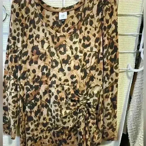 NWOT Cabi Selma leopard print, medium weight knit, midi dress - Picture 3 of 4